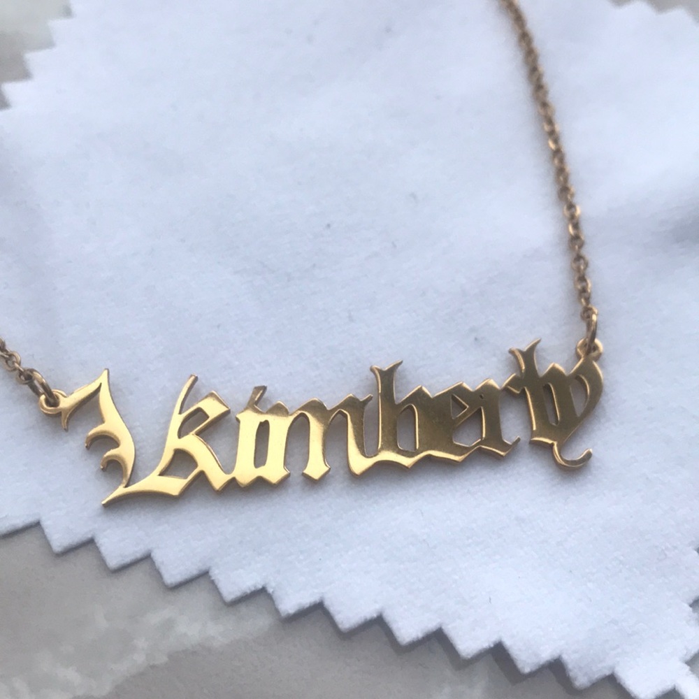 Gold plated necklace with “kimberly” name